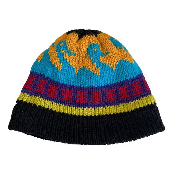 Handcrafted 100% Peruvian Wool Lined Beanie Natural Fiber Colorful Retro Winter - Picture 1 of 6